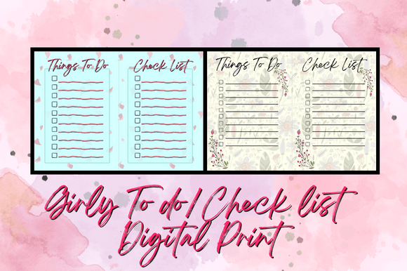 Download Girly to Do/Check List  Digital Download - Premium Resources